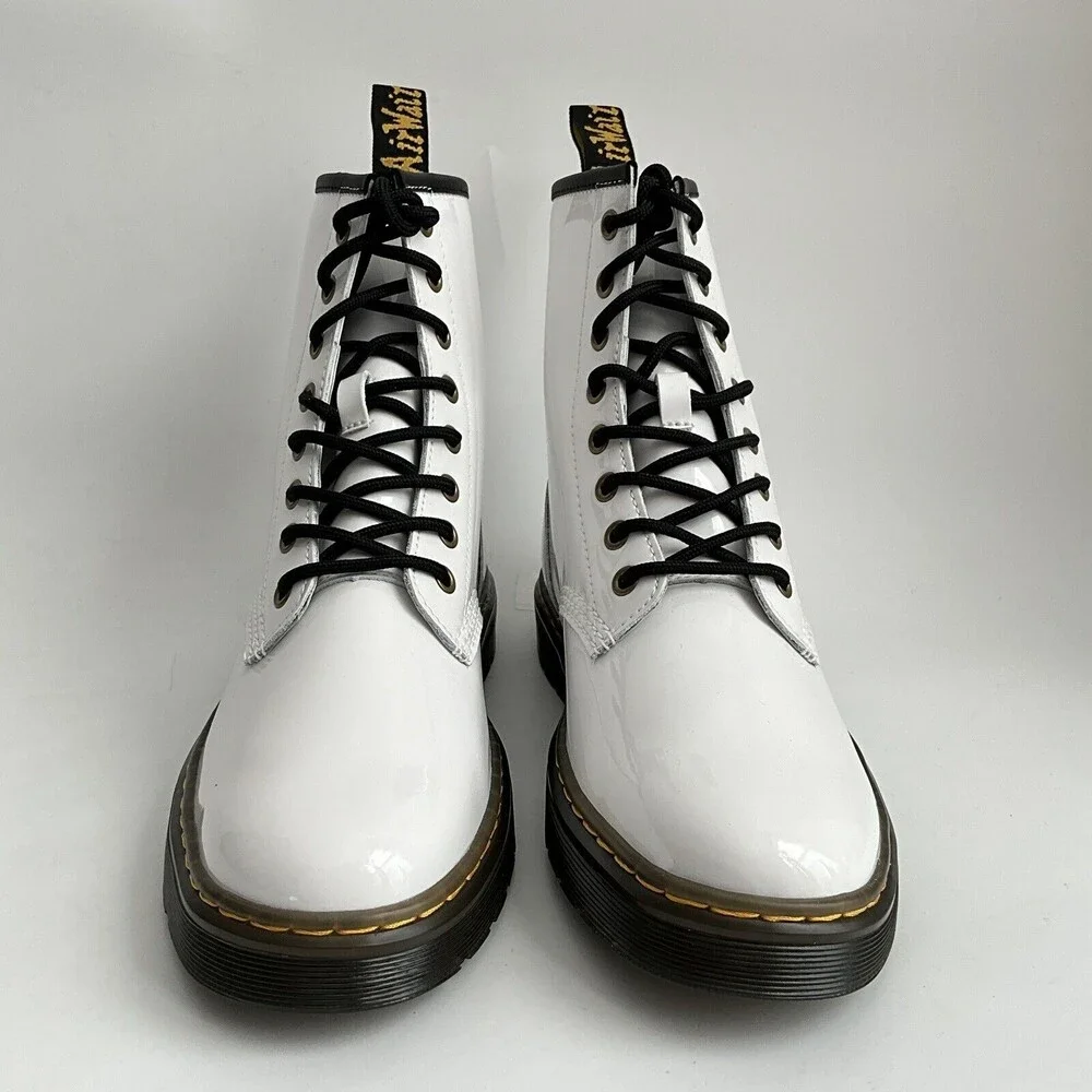 Dr. Martens Zavala Patent Leather 8-Eye Boots White 9